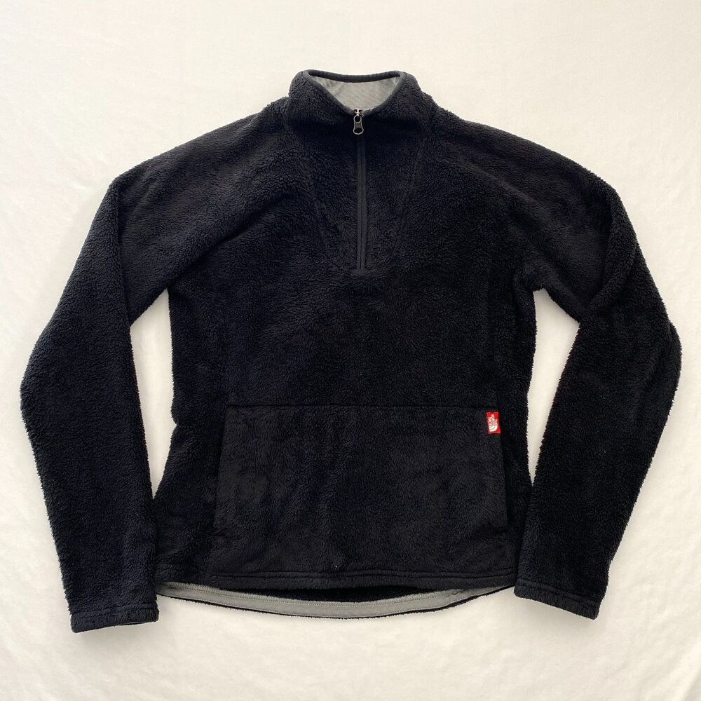 The North Face Osito Fleece Jacket Womens Small Black Deep Pile 1/4 Zip Outdoor
